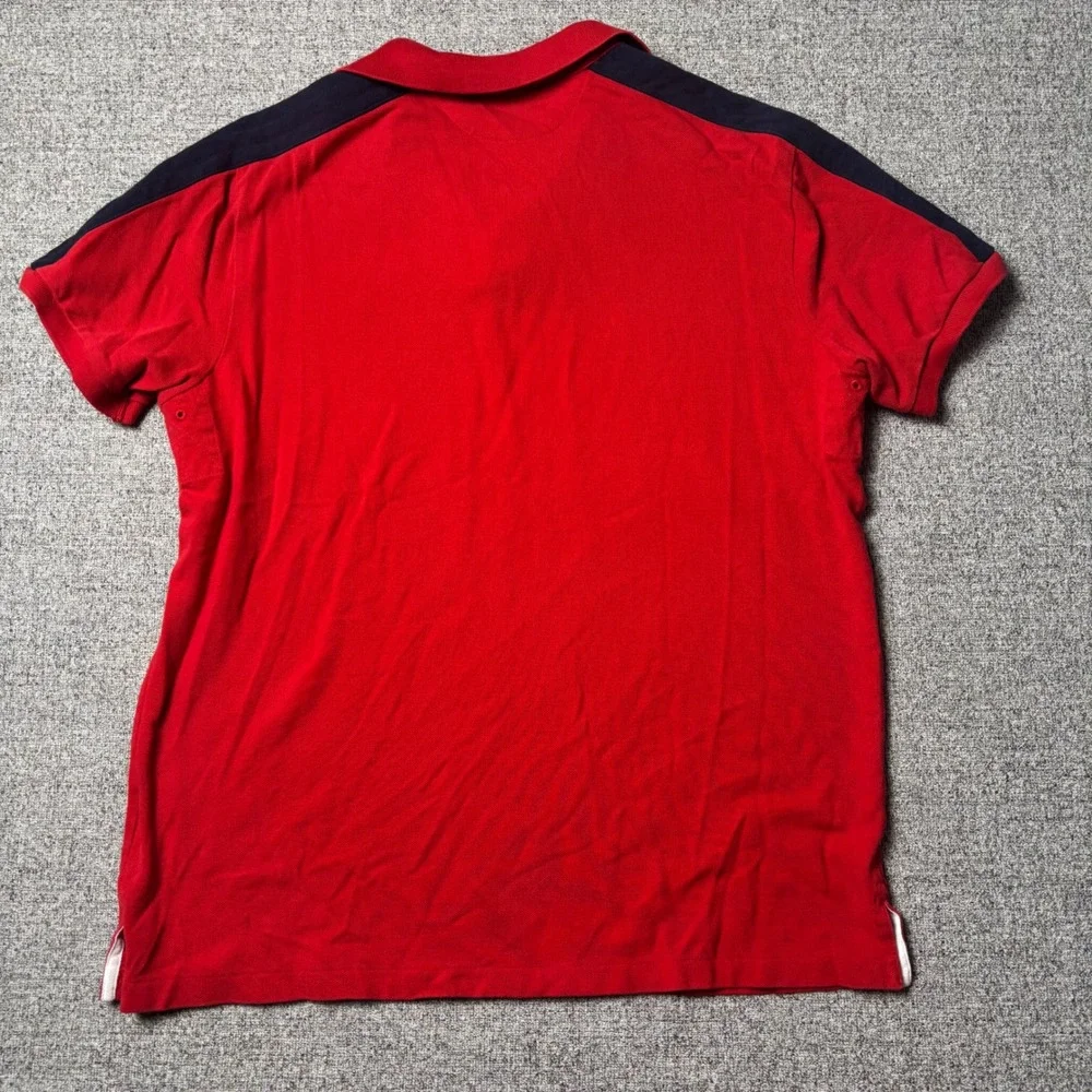 Polo Ralph Lauren Rugby Shirt Mens Large Custom Fit Red Colorblock Short Sleeve